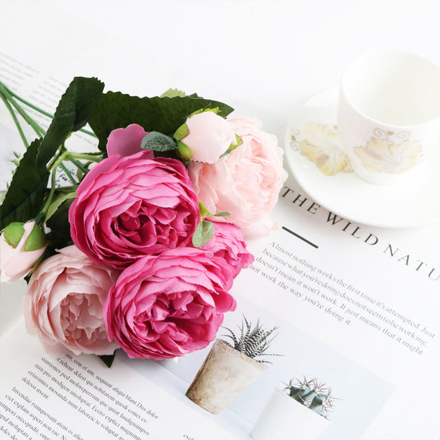 Silk Peony Bouquet for Home Decor and Scrapbooking