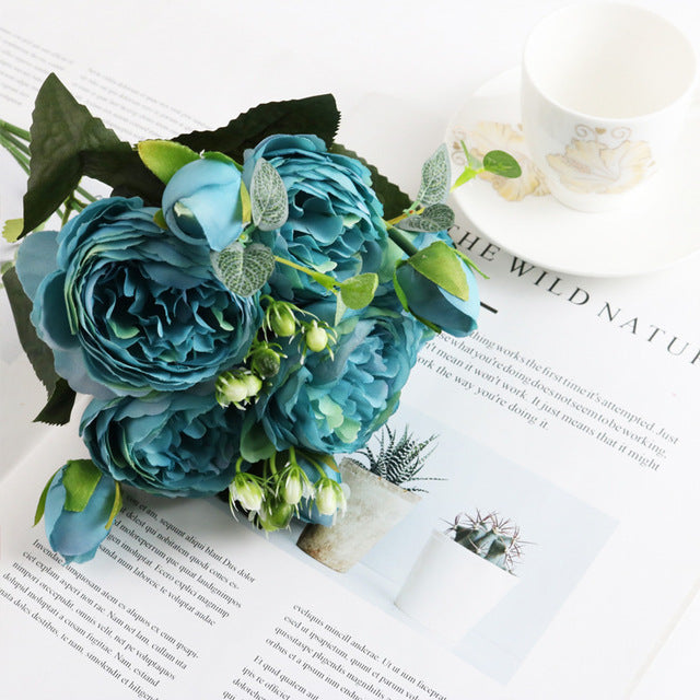 Silk Peony Bouquet for Home Decor and Scrapbooking