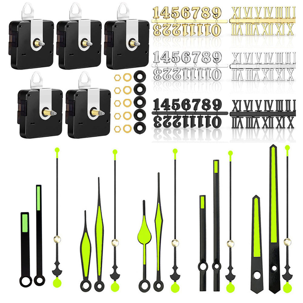 DIY Silent Clock Movement Kit with Metal Hands (5 Sets)