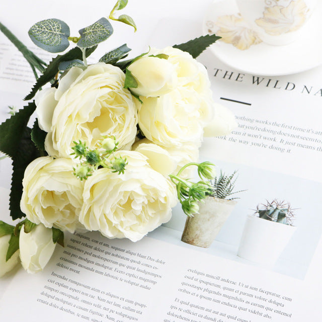Silk Peony Bouquet for Home Decor and Scrapbooking
