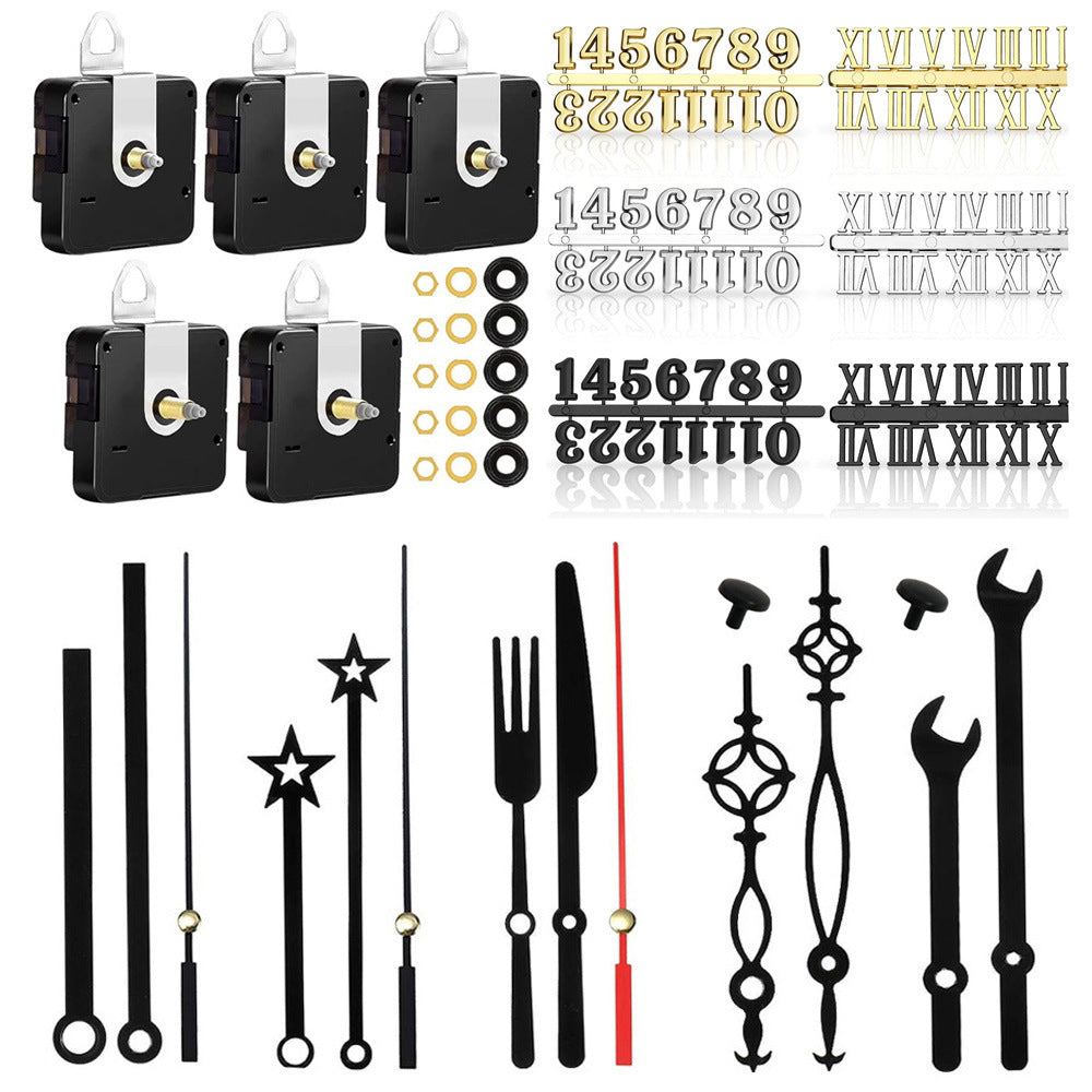 DIY Silent Clock Movement Kit with Metal Hands (5 Sets)