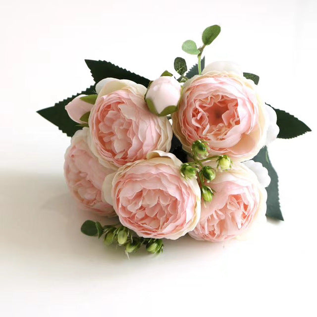 Silk Peony Bouquet for Home Decor and Scrapbooking