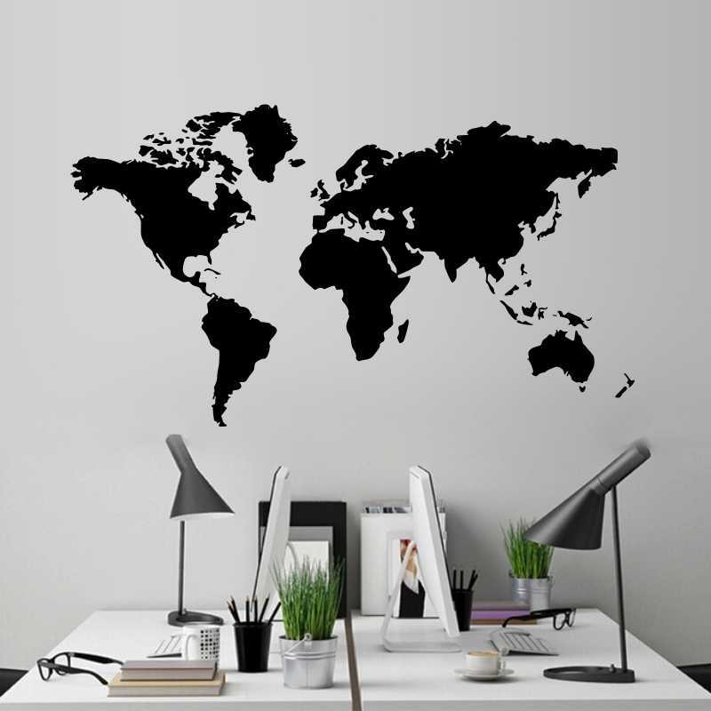 World Map Vinyl Wall Decal for Living Room Decor