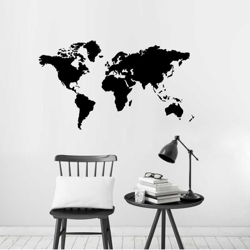 World Map Vinyl Wall Decal for Living Room Decor