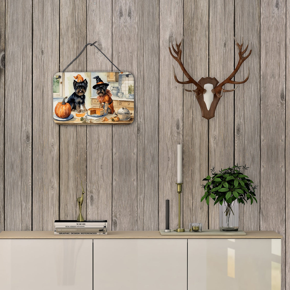 Affenpinscher Fall Kitchen Pumpkins Wall or Door Hanging Prints