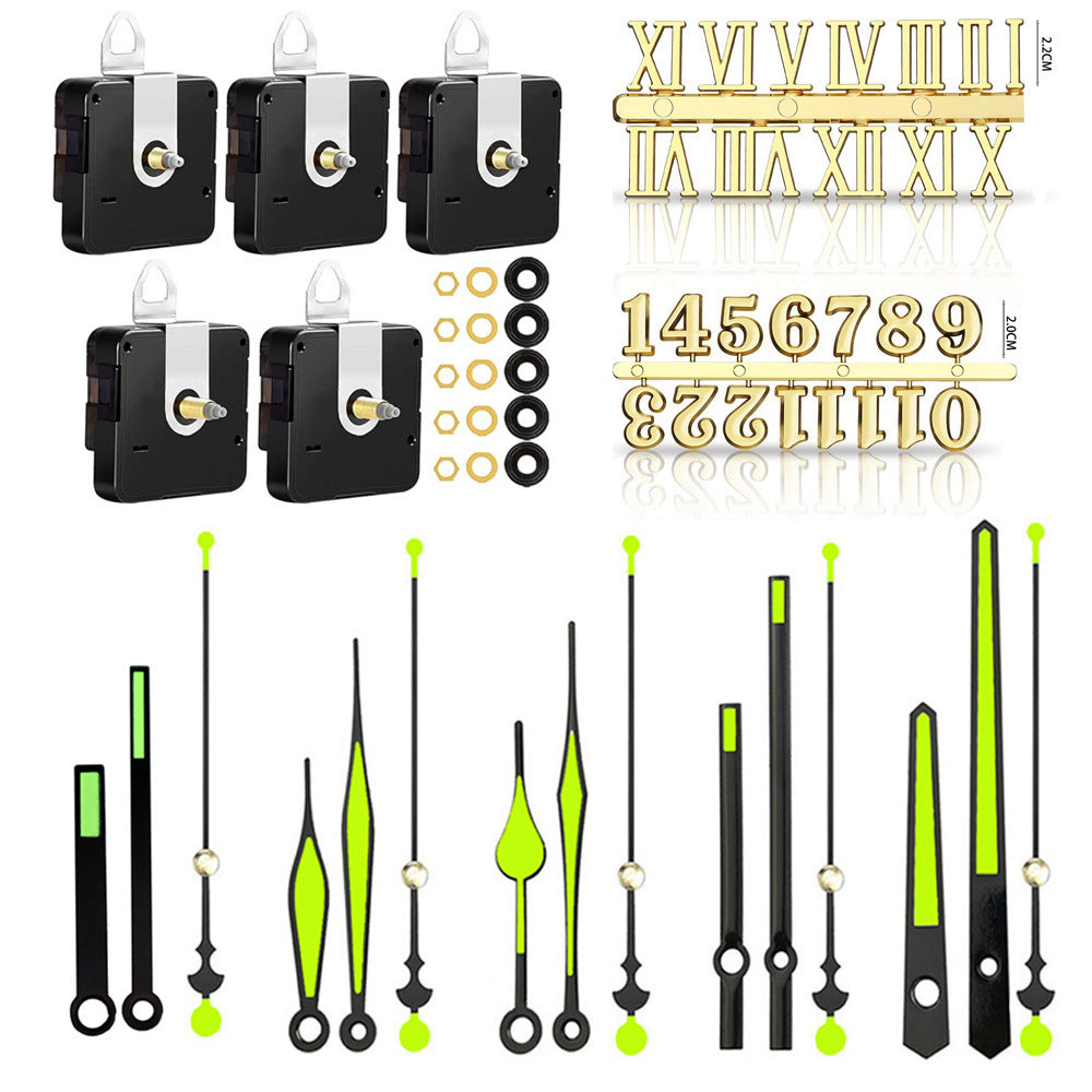DIY Silent Clock Movement Kit with Metal Hands (5 Sets)