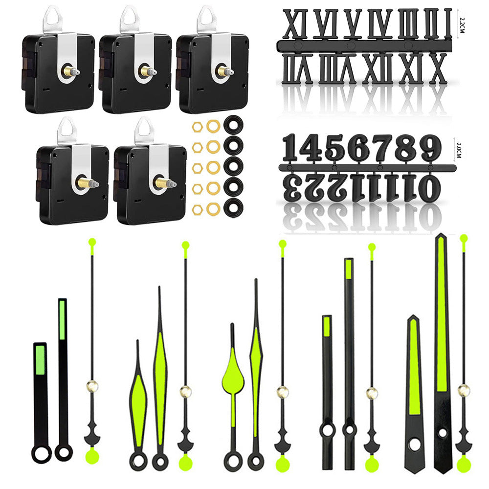 DIY Silent Clock Movement Kit with Metal Hands (5 Sets)