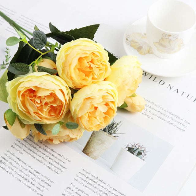 Silk Peony Bouquet for Home Decor and Scrapbooking