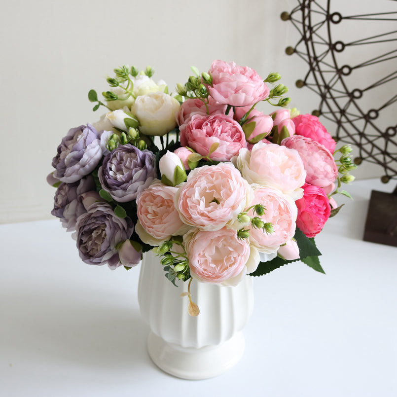 Silk Peony Bouquet for Home Decor and Scrapbooking