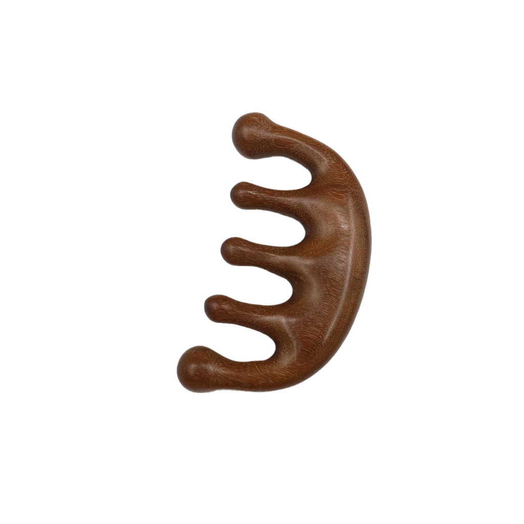 Golden Sandalwood Scalp Massager with Five Teeth