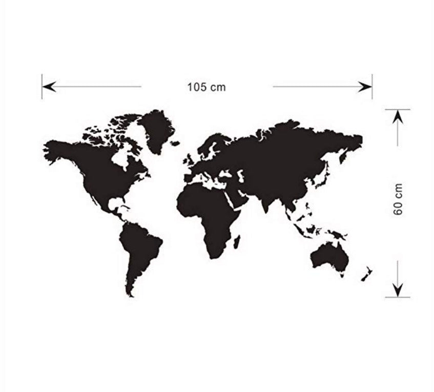 World Map Vinyl Wall Decal for Living Room Decor