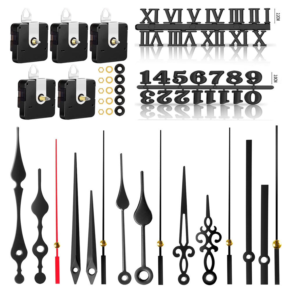 DIY Silent Clock Movement Kit with Metal Hands (5 Sets)