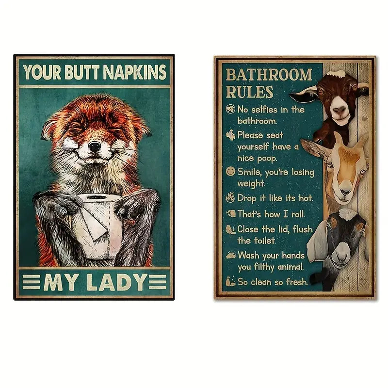 Funny Bathroom Rules Goat Poster - Home Wall Decor 8x12