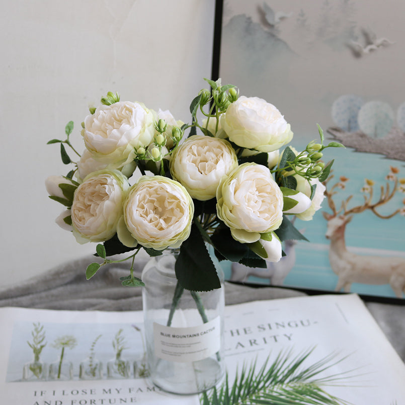 Silk Peony Bouquet for Home Decor and Scrapbooking