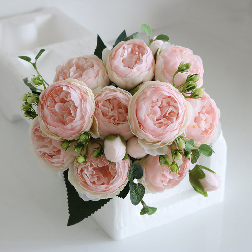 Silk Peony Bouquet for Home Decor and Scrapbooking