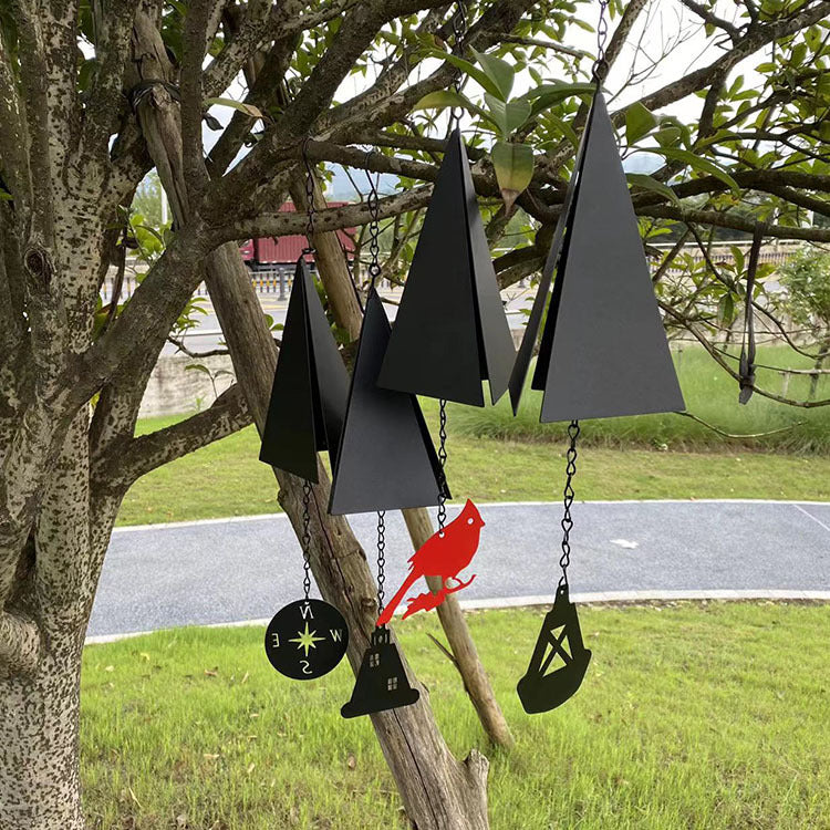 Triangle Wind Chime Pendant - Iron Metal Garden Decor