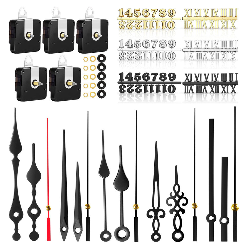 DIY Silent Clock Movement Kit with Metal Hands (5 Sets)