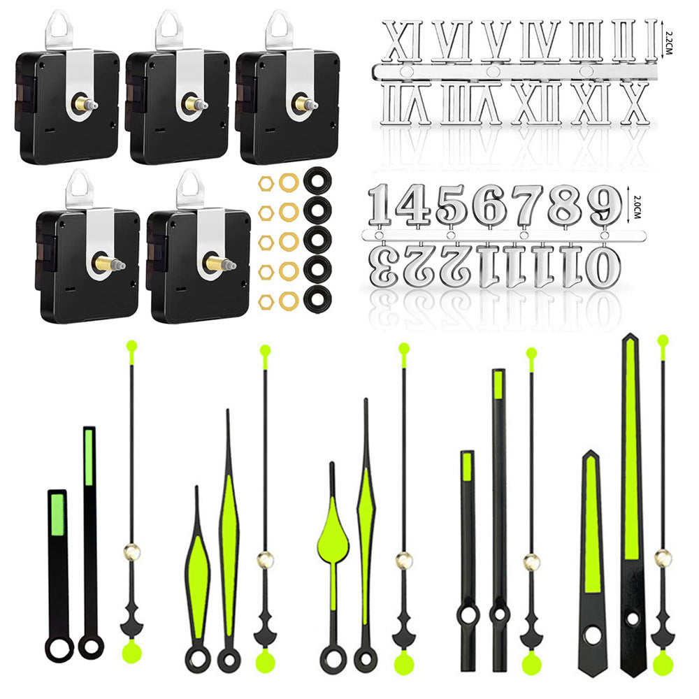 DIY Silent Clock Movement Kit with Metal Hands (5 Sets)