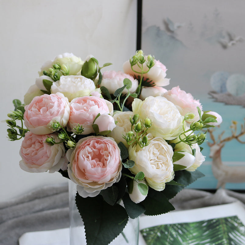 Silk Peony Bouquet for Home Decor and Scrapbooking