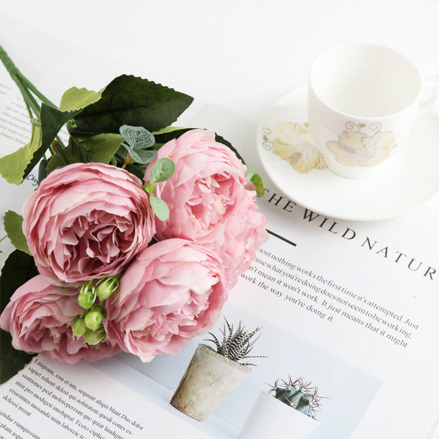 Silk Peony Bouquet for Home Decor and Scrapbooking